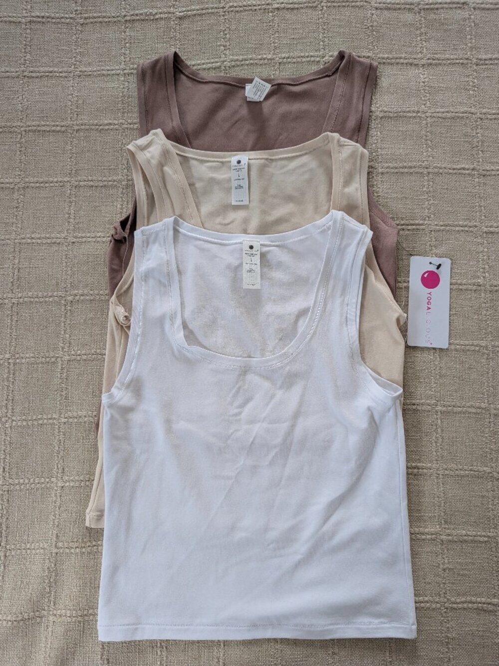 NWT Yogalicious Airlite Pure Love Tank Tops L 3-Pack Cotton Stretch